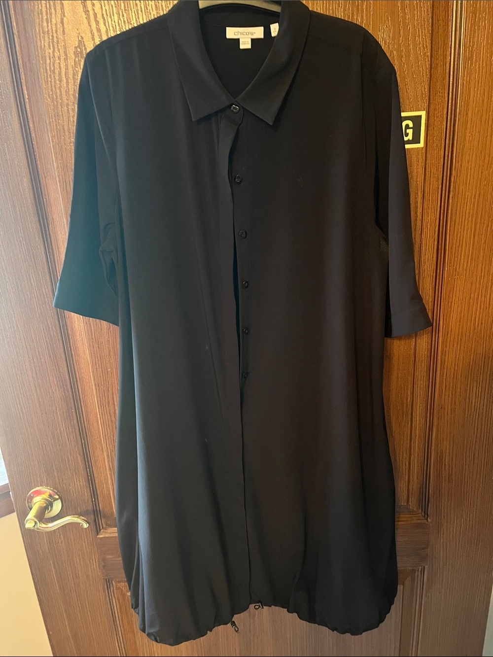 Chico's Black Button-Front Midi Shirt Dress